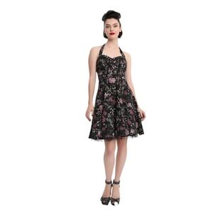 Hot Topic Floral Insect Swing Dress L Butterfly Ladybug Retro Pinup Fairy Grunge